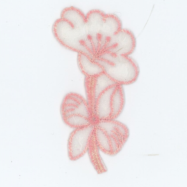 Small Pink  Organza Flower Motif, 10pcs