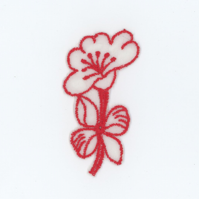Small Red Organza Flower Motif, 10pcs