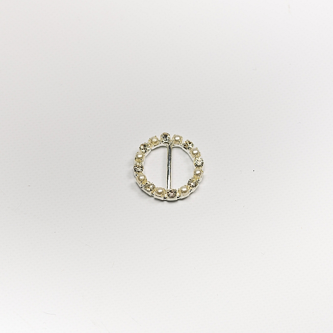 15mm Small Silver Circle Diamante Buckle