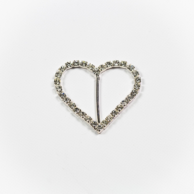30mm Heart Shaped Diamante Buckle