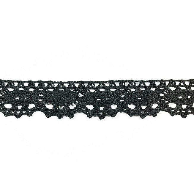 30mm Black Scalloped Crochet Lace, 25m