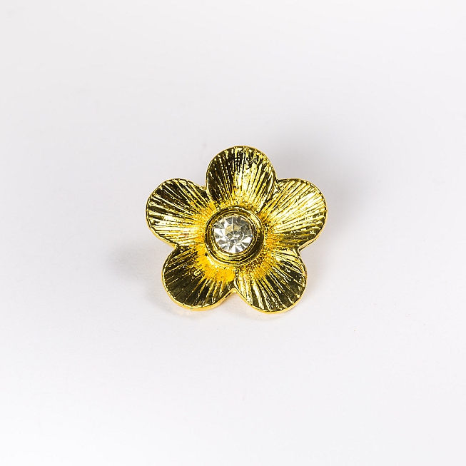 36L Gold Flower Diamante Button