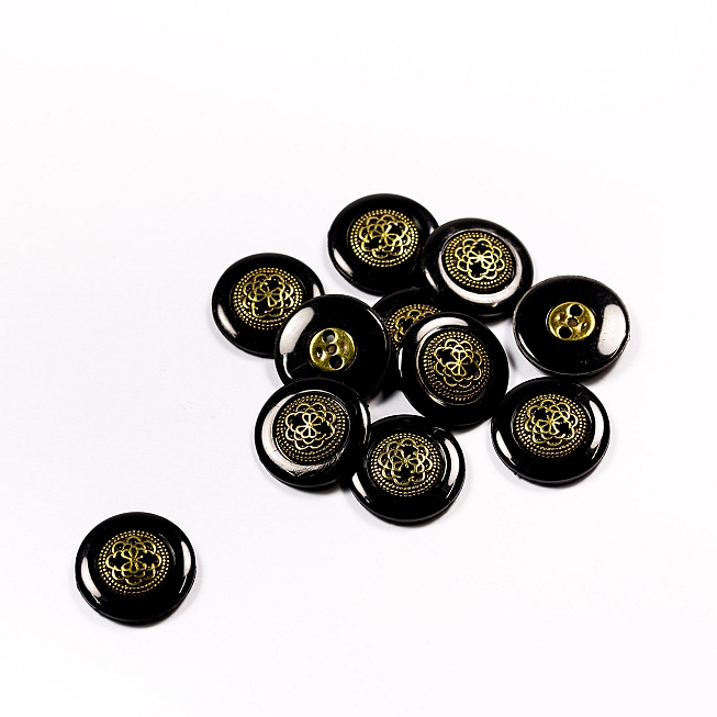 30L Black Rim Brass Button, 50pcs
