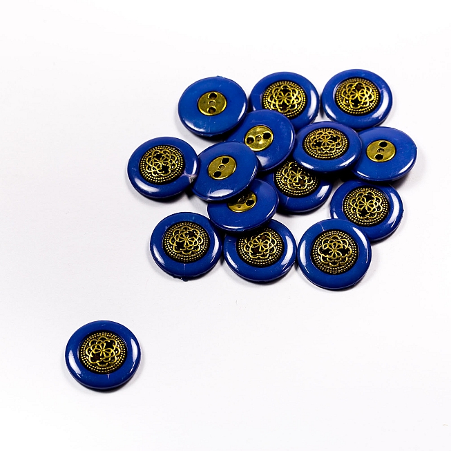 30L Blue Rim Brass Button, 50pcs