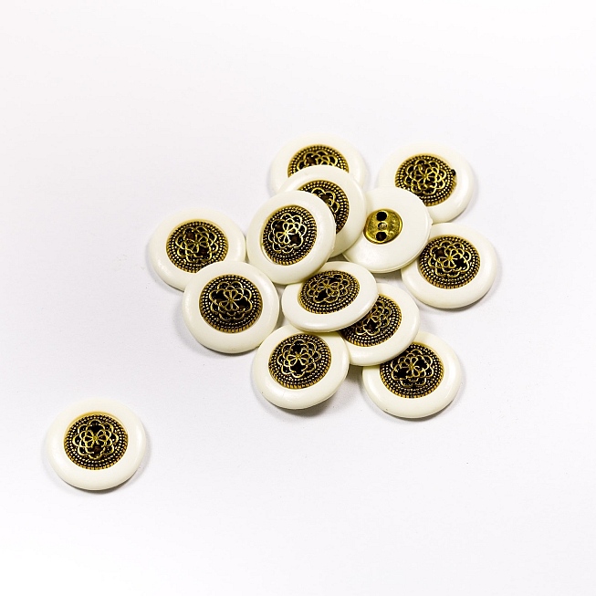 30L White Rim Brass Button, 50pcs