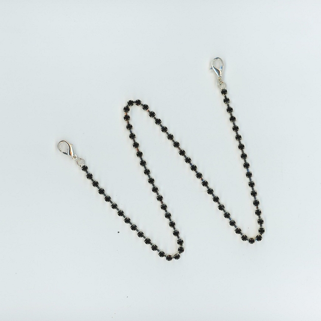 42cm Black Rhinestone Chain Link, 10pcs