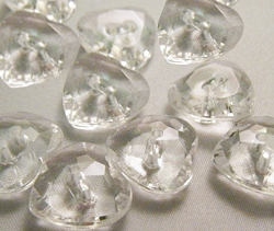 2 Hole Faceted Clear Heart, 100pcs