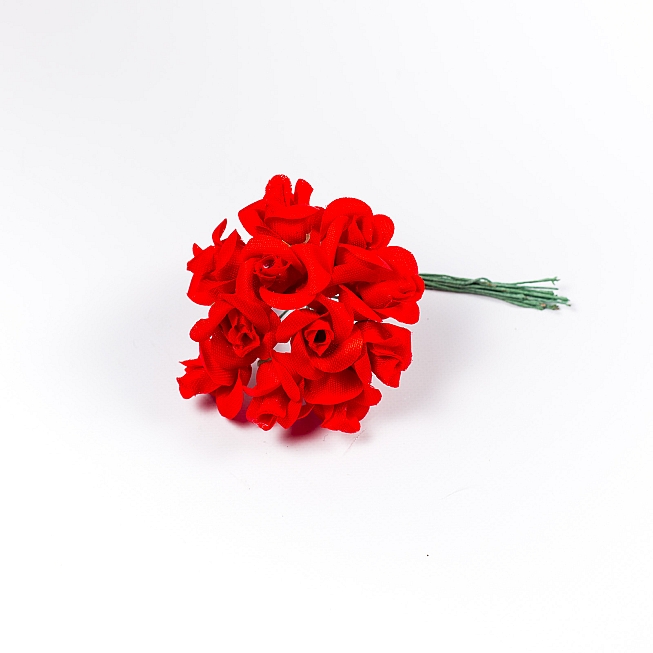 Vintage 12-Cluster Red Roses, 5pcs