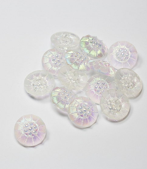 Iridescent Flower Shank Button, 50pcs