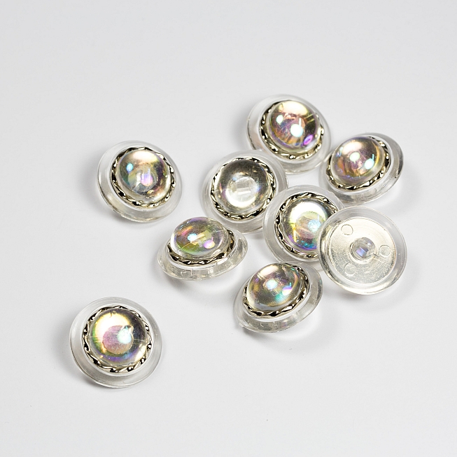 Iridescent Dome Shank Button, 50pcs
