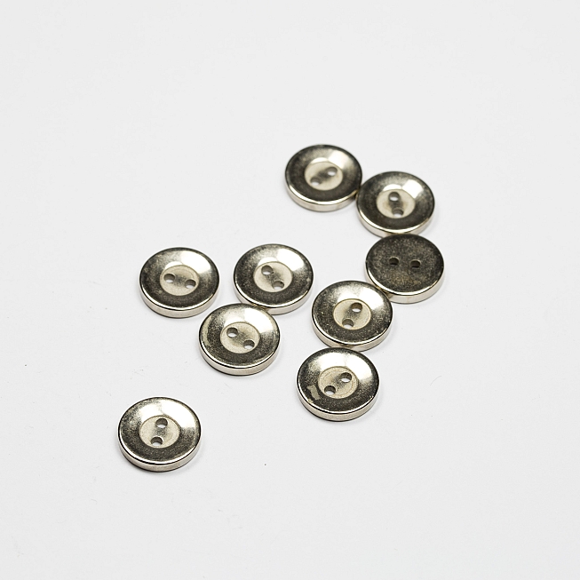 22 ligne 2-Hole Silver Metal Button, 25pcs