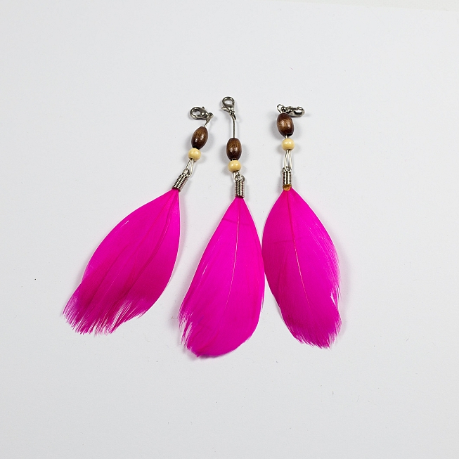 Hot Pink Feather Key Chain, 10pcs