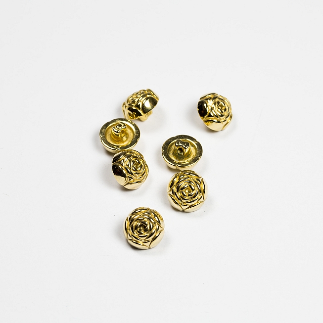 20L Gold Rose Metal Shank Button, 25pcs