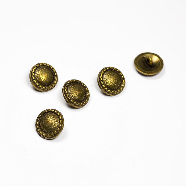 Antique Brass Textured Rim Button, 25pcs