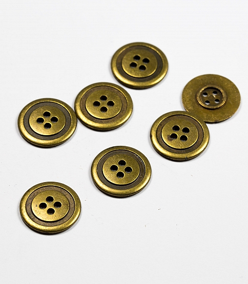 32 Ligne 4-Hole Brass Metal Button, 25pcs