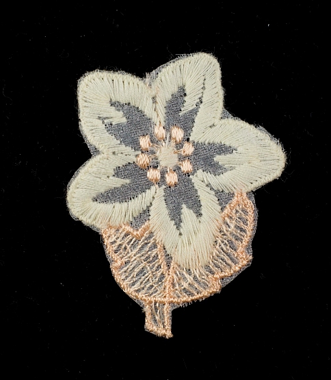 Cream Brown Embroidery Flower, 5pcs