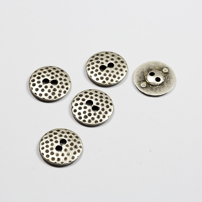 2-Hole Black Spotted Metal Button, 25pcs