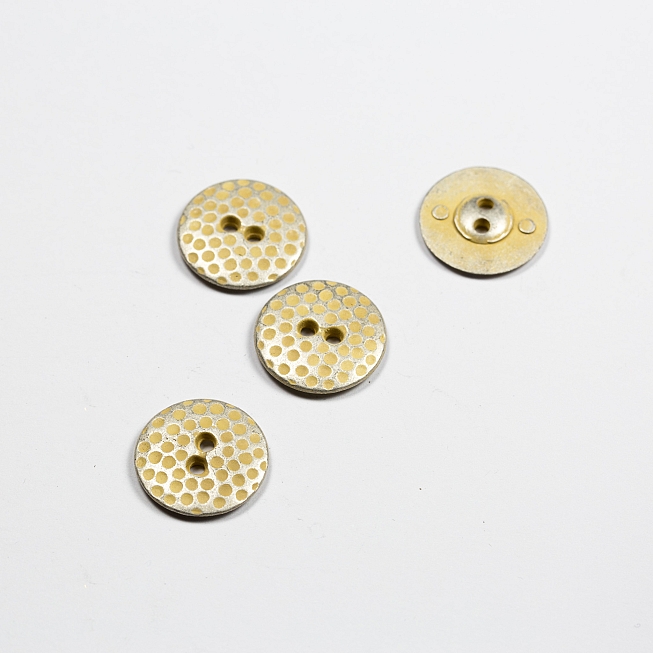 2-Hole Gold Spotted Metal Button, 25pcs