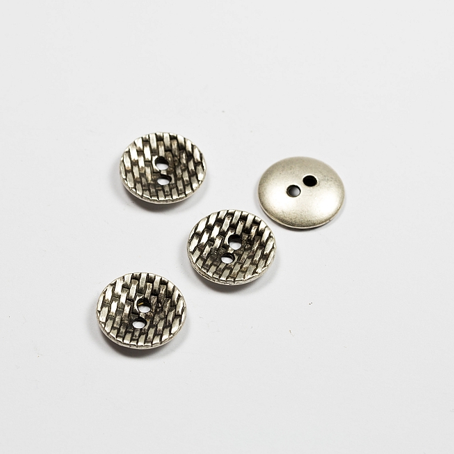 2-Hole Cruved Textured Metal Button, 25pcs