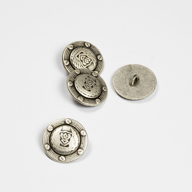 36L Silver Military Shank Button, 25pcs