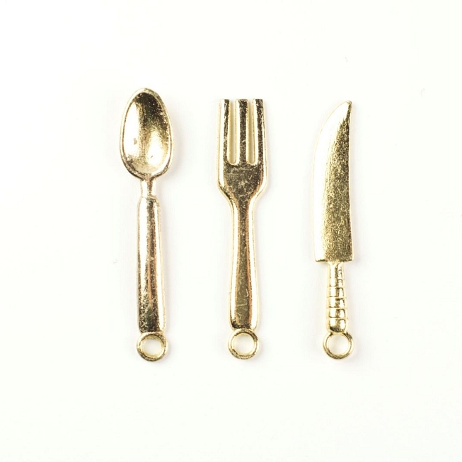 Vintage Cutlery Shaped Charms, 10pcs