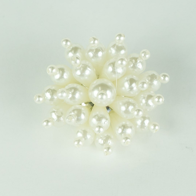 60L White Pearl Beaded Button, 10pcs