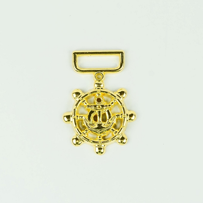 Gold Anchor Medal Charm, 5pcs