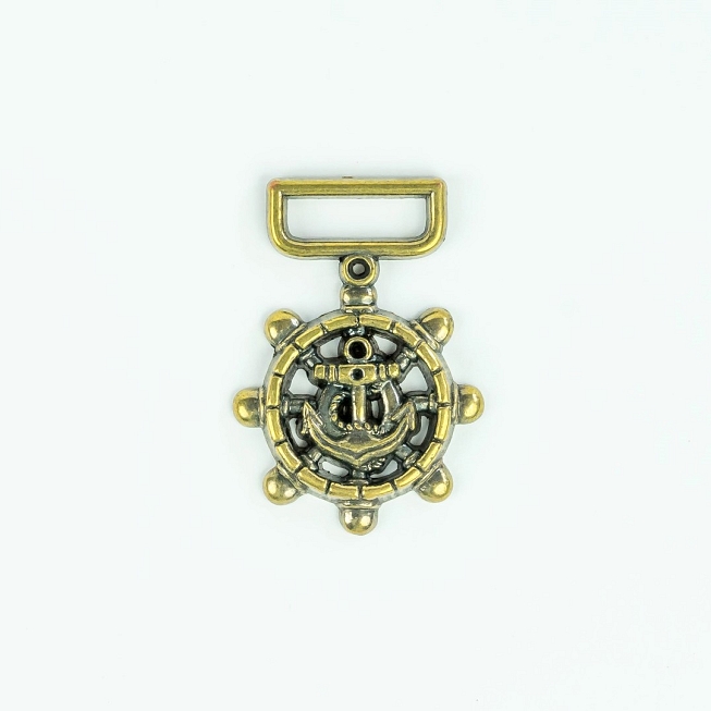 Antique Brass Anchor Medal Charm, 5pcs