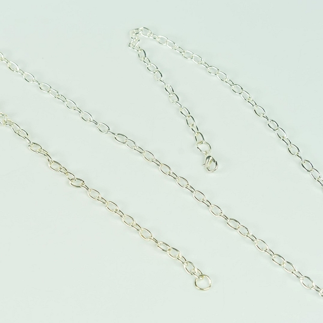 Plain Silver Chain Link Necklaces, 5pcs