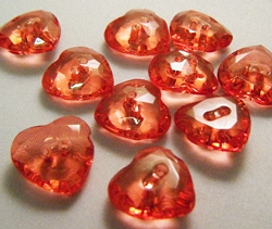 2 Hole Faceted Clear Heart, 100pcs