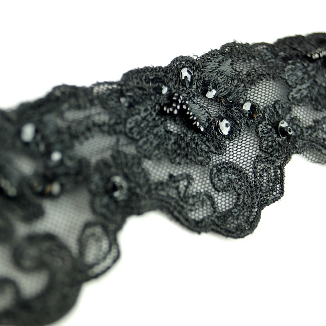 Black Scalloped Embroidery Trim, 13m