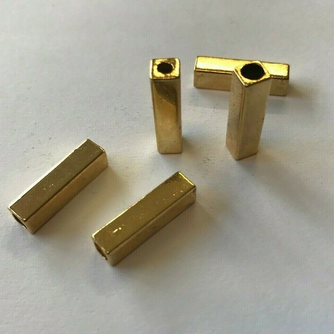 2mm Gold Metal Rectangle Cord Ends, 25pcs