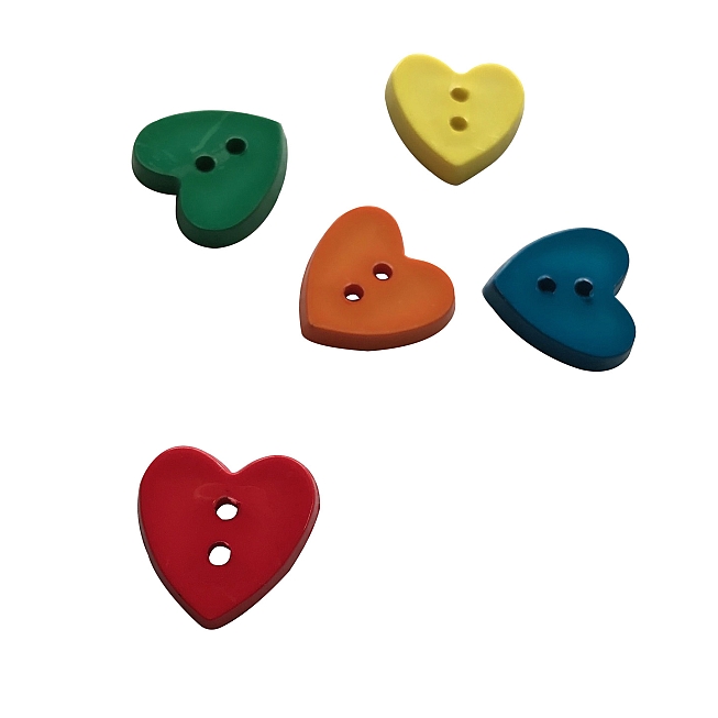 2-Hole Heart Buttons, 100pcs