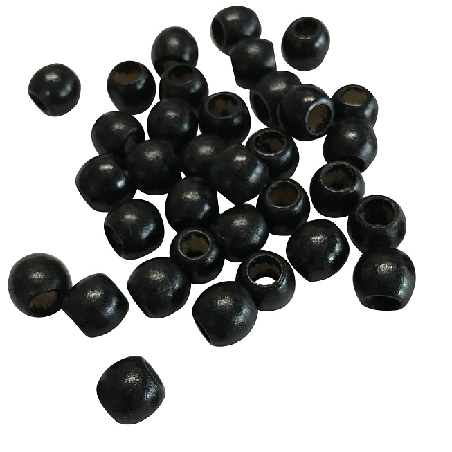 8mm Black Wooden Beads, 100pcs