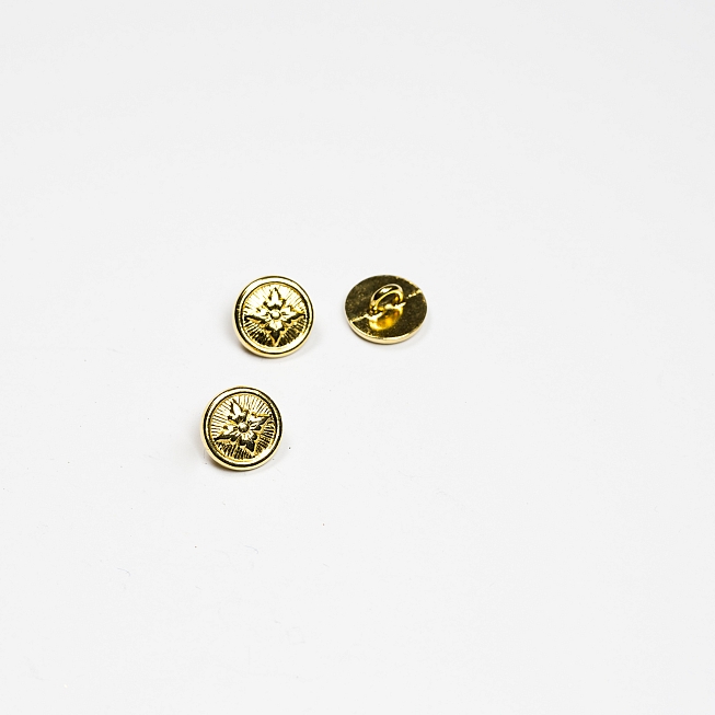 18L Gold Metal Shank Button, 25pcs