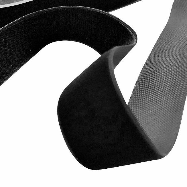 25mm Black Nylon Velvet Ribbon, 50m