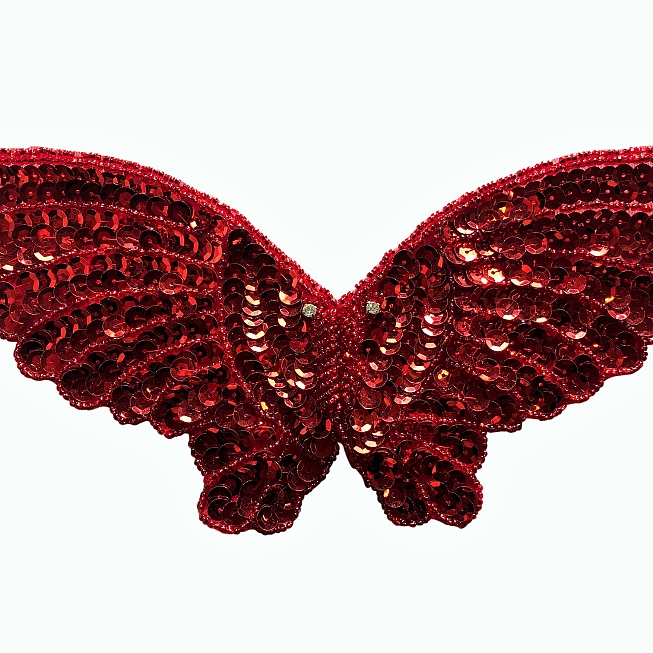 Large Red Sequined Butterfly Motif, 5pcs