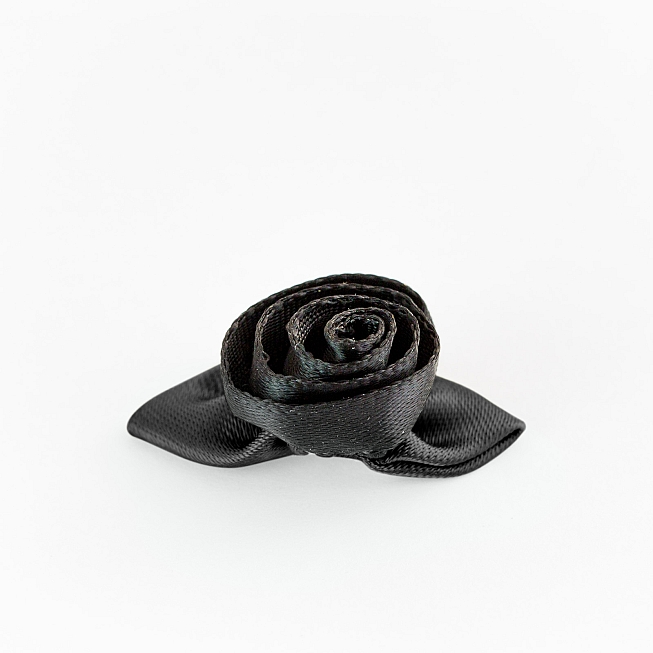Large Black Ribbon Roses, 100pcs
