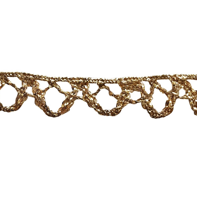 12mm Vintage Gold Lurex Crochet Lace, 131m
