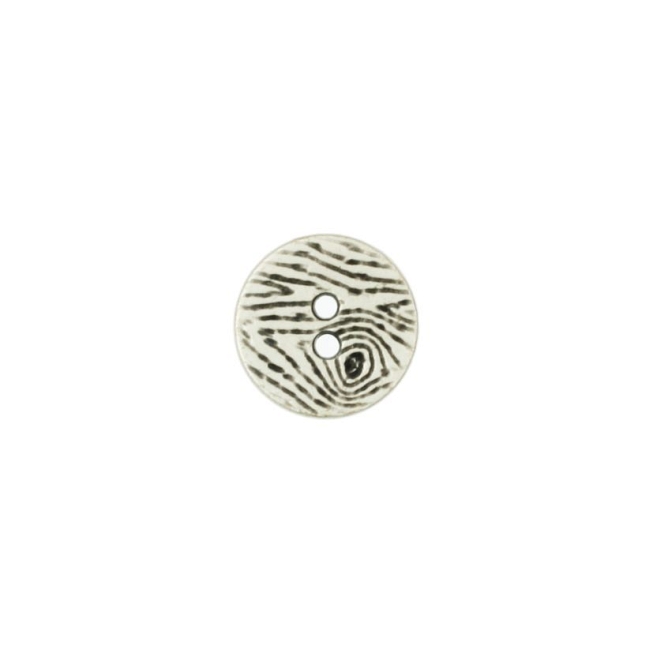 2-Hole Silver Wood Effect Metal Button, 25pcs