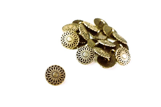 Antique Gold Metal Daisy Button, 25pcs