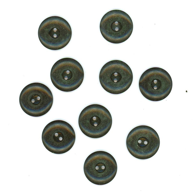 30L Vintage Dark Green Buttons, 25pcs