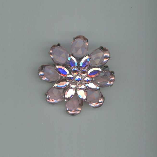 50mm Pink Diamante Flower Brooch