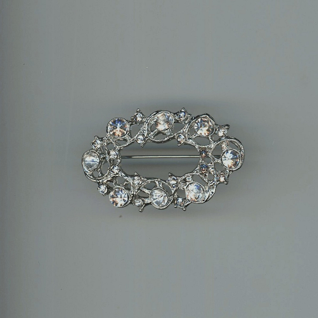 50mm Oblong Rhinestone Brooch