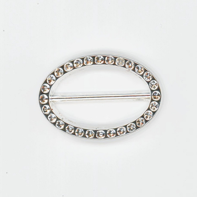 40mm Oblong Silver Imitation Diamante Slider Buckle