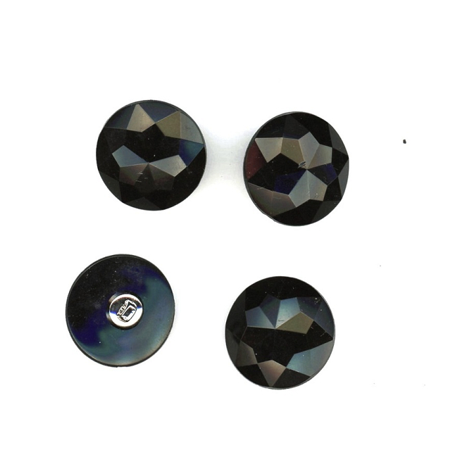 40L Faceted Black Shank Button, 100pcs