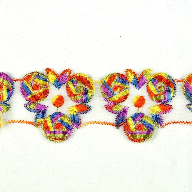 5cm Multi-Coloured Embroidery Trim, 13.7m
