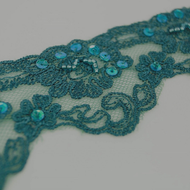 Teal Scalloped Embroidery Trim, 13m