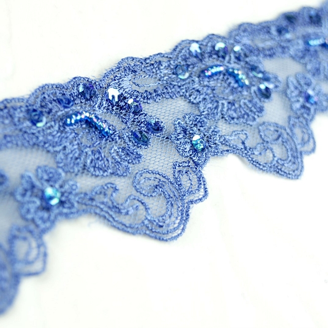 Blue Scalloped Embroidery Trim, 13m