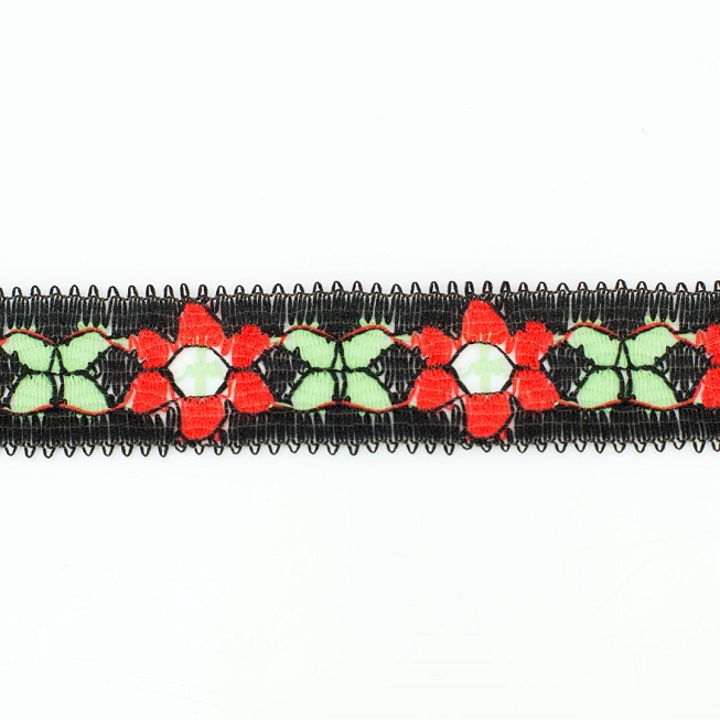 Red & Black Floral Lace, 300m